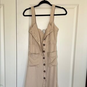 Forever 21 Beige Button-Front Midi Dress *FREE With purchase*
